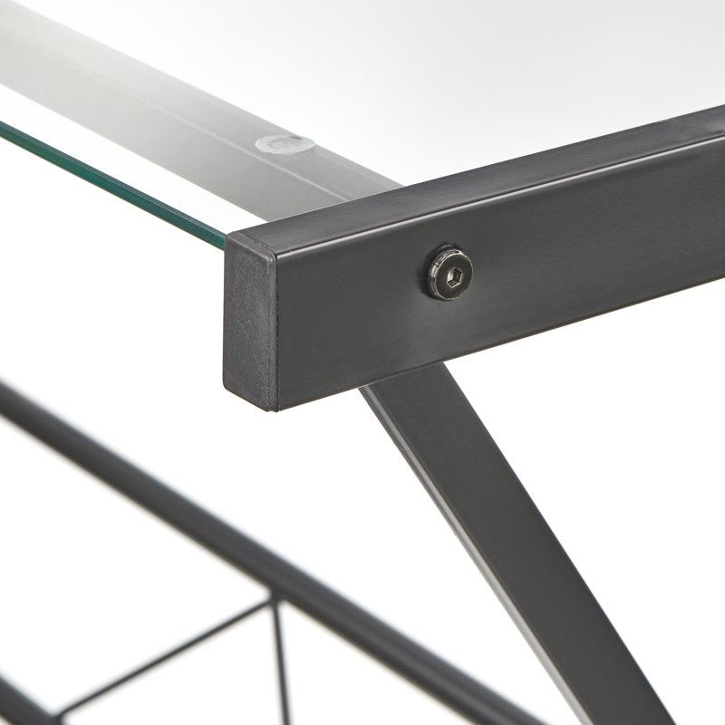 Latitude Run® Rikwin LShaped Glass Top Metal Base Computer Desk